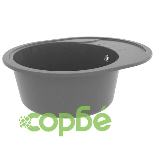 Кухненска мивка с преливник, овал, сива, гранит ➤ топ цена ➤ sorbe.bg