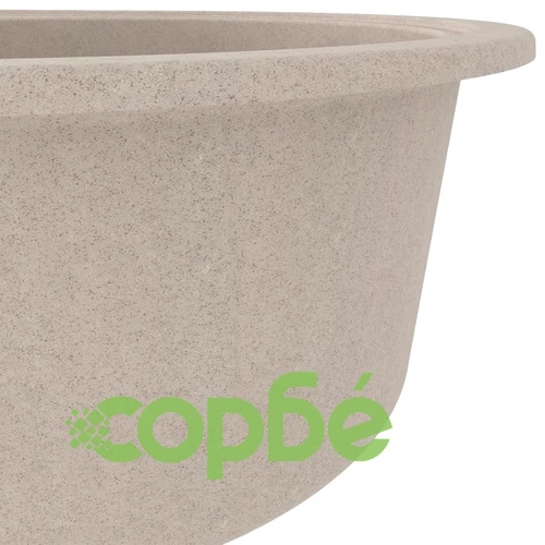 Кухненска мивка с преливник, овал, бежова, гранит ➤ топ цена ➤ sorbe.bg