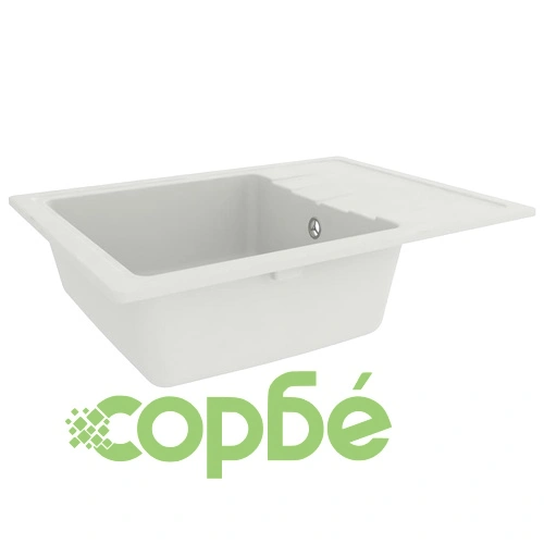 Кухненска мивка с преливник, овал, бяла, гранит ➤ топ цена ➤ sorbe.bg