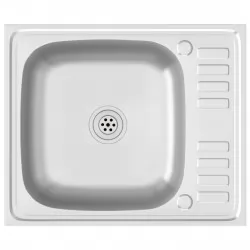 Кухненска мивка със сифон, сребриста, 500x600x155 мм, инокс