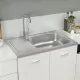 Кухненска мивка със сифон, сребриста, 800x500x155 мм, инокс