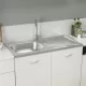 Кухненска мивка със сифон, сребриста, 1000x500x155 мм, инокс