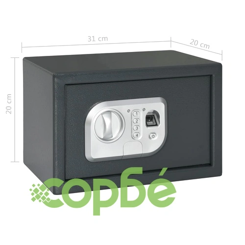Цифров сейф с пръстов отпечатък, тъмносив, 31x20x20 см ➤ топ цена ➤ sorbe.bg