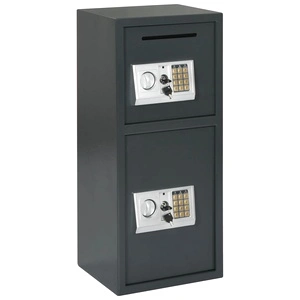 Цифров сейф с двойна врата, тъмносив, 35x31x80 см