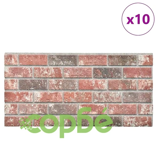 3D стенни панели с дизайн на тъмнокафяви и сиви тухли 10 бр EPS ➤ топ цена ➤ sorbe.bg