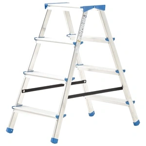Алуминиева двойна сгъваема стълба, 4 стъпала, 90 см