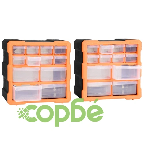 Шкафове органайзери с 12 чекмеджета, 2 бр, 26,5x16x26 см ➤ топ цена ➤ sorbe.bg