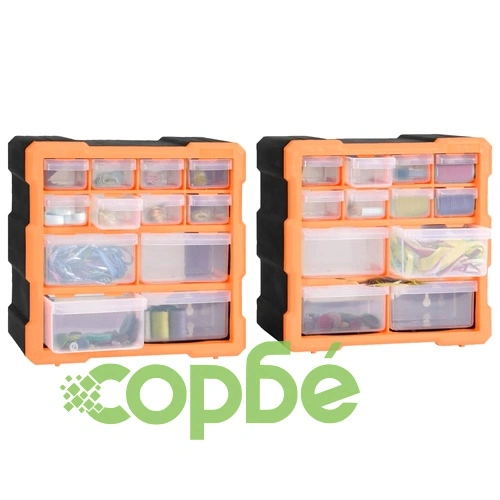 Шкафове органайзери с 12 чекмеджета, 2 бр, 26,5x16x26 см ➤ топ цена ➤ sorbe.bg