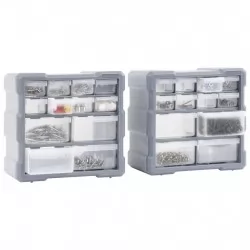 Шкафове органайзери с 12 чекмеджета, 2 бр, 26,5x16x26 см