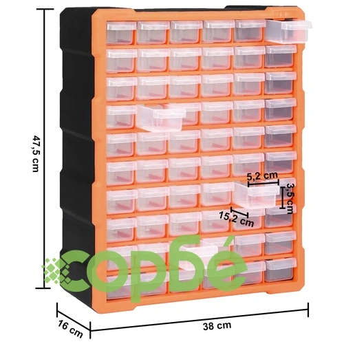 Шкаф органайзер с 60 чекмеджета, 38x16x47,5 см ➤ топ цена ➤ sorbe.bg