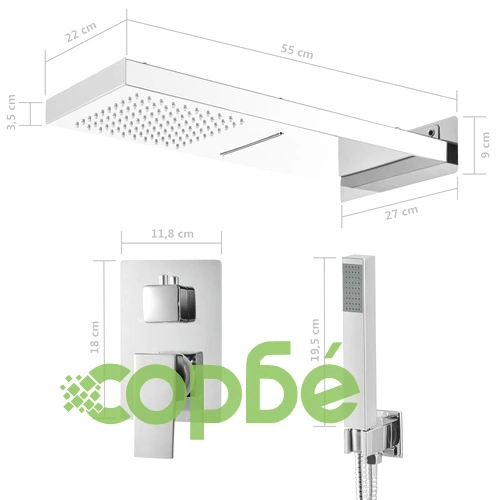 Душ система, неръждаема стомана 201, сребриста ➤ топ цена ➤ sorbe.bg