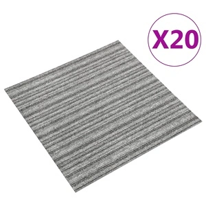 Килимни плочки за под, 20 бр, 5 м², 50x50 см, сиви ивици