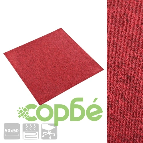 Килимни плочки за под, 20 бр, 5 м², 50x50 см, червени ➤ топ цена ➤ sorbe.bg