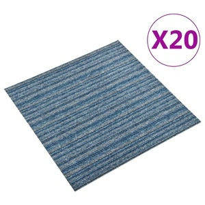 Килимни плочки за под, 20 бр, 5 м², 50x50 см, сини ивици