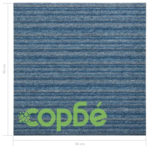 Килимни плочки за под, 20 бр, 5 м², 50x50 см, сини ивици ➤ топ цена ➤ sorbe.bg