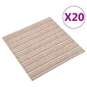 Килимни плочки за под, 20 бр, 5 м², 50x50 см, бежови ивици