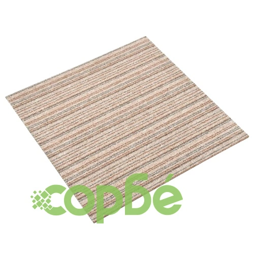 Килимни плочки за под, 20 бр, 5 м², 50x50 см, бежови ивици ➤ топ цена ➤ sorbe.bg