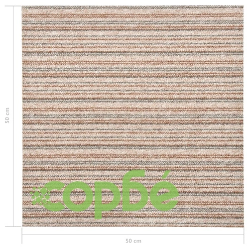 Килимни плочки за под, 20 бр, 5 м², 50x50 см, бежови ивици ➤ топ цена ➤ sorbe.bg