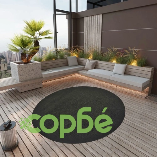 Изкуствена трева с шипове, диаметър 170 см, антрацит, кръгла ➤ топ цена ➤ sorbe.bg