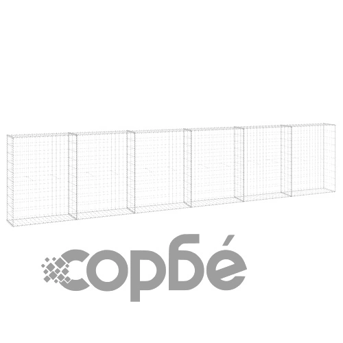 Габионна стена с капаци, поцинкована стомана, 300x30x100 см ➤ топ цена ➤ sorbe.bg