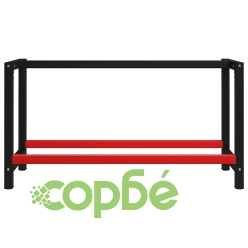 Рамка за работна маса, метал, 150x57x79 см, черно и червено ➤ топ цена ➤ sorbe.bg