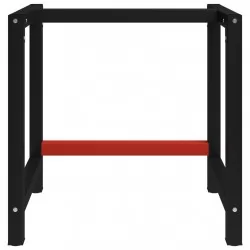 Рамка за работна маса, метал, 80x57x79 см, черно и червено