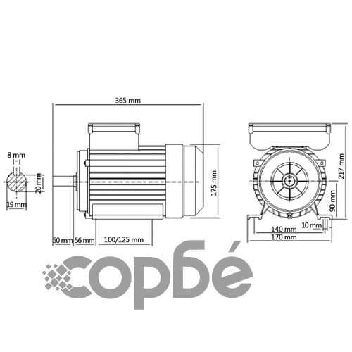 Еднофазен електромотор алуминий 2,2 kW/3 кс 2 полюса 2800 об/м ➤ топ цена ➤ sorbe.bg