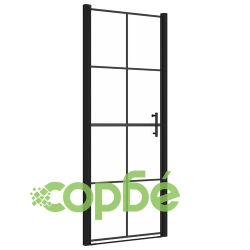 Врата за душ, закалено стъкло, 81x195 см, черна ➤ топ цена ➤ sorbe.bg