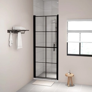Врата за душ, закалено стъкло, 91x195 см, черна