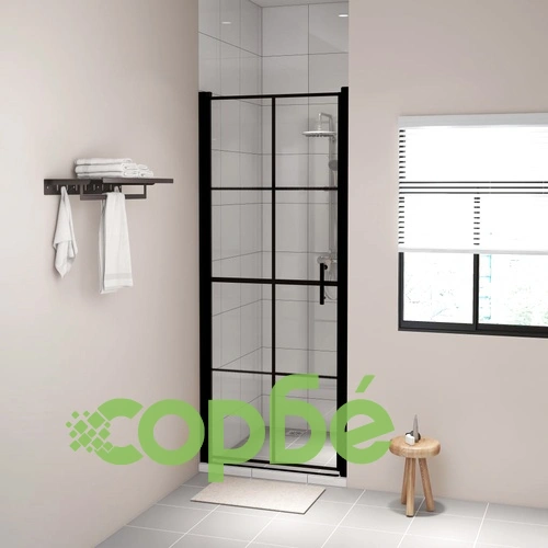 Врата за душ, закалено стъкло, 91x195 см, черна ➤ топ цена ➤ sorbe.bg