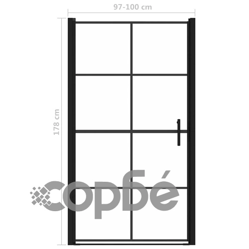 Врати за душ, закалено стъкло, 100x178 см, черни ➤ топ цена ➤ sorbe.bg