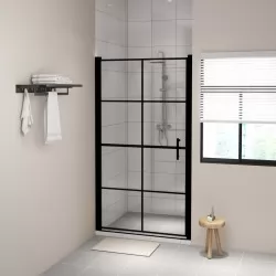 Врати за душ, закалено стъкло, 100x178 см, черни