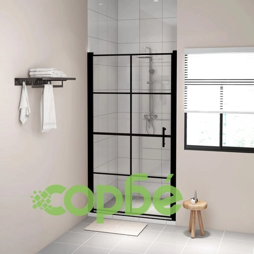 Врати за душ, закалено стъкло, 100x178 см, черни ➤ топ цена ➤ sorbe.bg