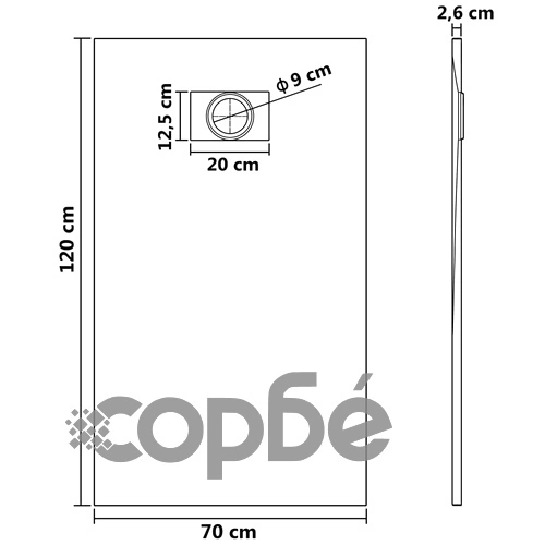 Душ корито, SMC, кафяво, 120x70 см ➤ топ цена ➤ sorbe.bg