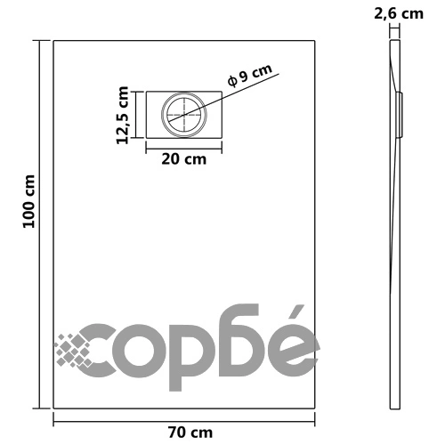 Душ корито, SMC, сиво, 100x70 см ➤ топ цена ➤ sorbe.bg