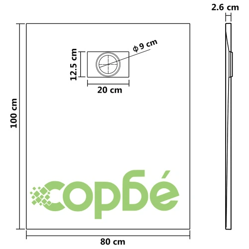 Душ корито, SMC, сиво, 100x80 см ➤ топ цена ➤ sorbe.bg