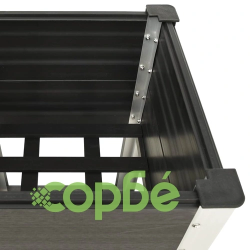 Градинска повдигната леха с рафт, 50x50x90 см, WPC, сива ➤ топ цена ➤ sorbe.bg