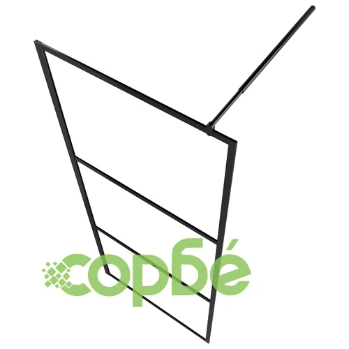 Стена за душ с прозрачно ESG стъкло, черна, 90x195 см ➤ топ цена ➤ sorbe.bg