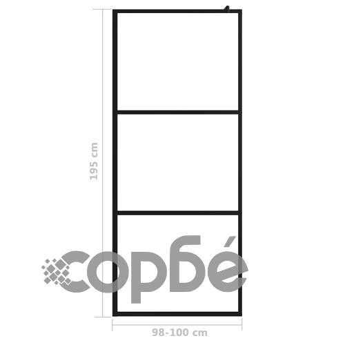 Стена за душ с прозрачно ESG стъкло, черна, 100x195 см ➤ топ цена ➤ sorbe.bg