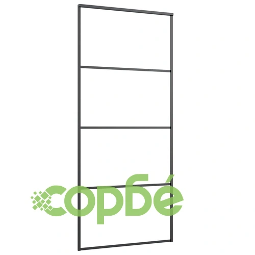 Плъзгаща врата, алуминий и ESG стъкло, 90x205 см, черна ➤ топ цена ➤ sorbe.bg