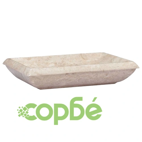 Кремава мивка, 50x35x10 см, мрамор ➤ топ цена ➤ sorbe.bg