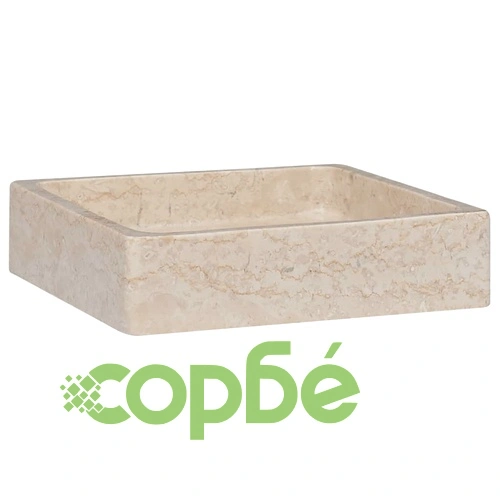 Кремава мивка, 40x40x10 см, мрамор ➤ топ цена ➤ sorbe.bg