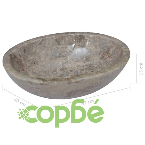 Сива мивка, 53x40x15 см, мрамор ➤ топ цена ➤ sorbe.bg