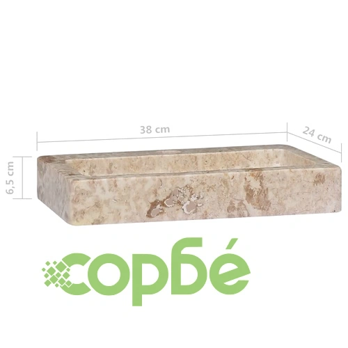 Стенна мивка кремава 38x24x6,5 см мрамор ➤ топ цена ➤ sorbe.bg