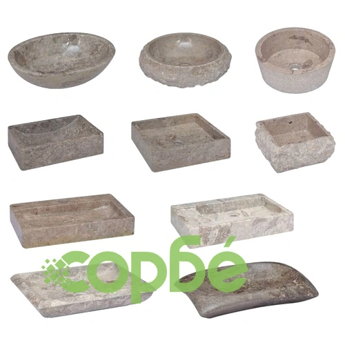 Стенна мивка сива 38x24x6,5 см мрамор ➤ топ цена ➤ sorbe.bg