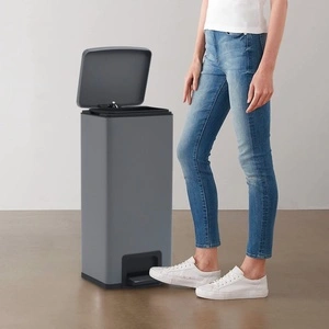Кош за боклук с педал без пръстови отпечатъци 30 л сив инокс