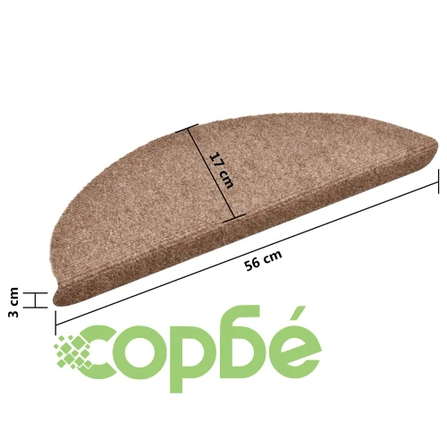 Постелки за стълби, самозалепващи се, 5 бр., 56x17x3 см, бежови, полукръгли ➤ топ цена ➤ sorbe.bg