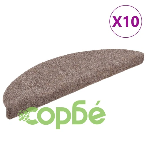 Изтривалки за стълби, самозалепващи се, 10 бр., 56x17x3 см, бежови, полукръгли ➤ топ цена ➤ sorbe.bg