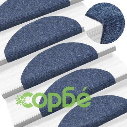 Изтривалки за стълби, самозалепващи се, 10 бр., 65x21x4 см, сини, полукръгли, големи ➤ топ цена ➤ sorbe.bg