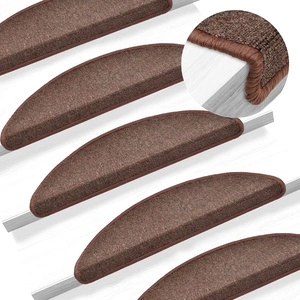 Изтривалки за стълби, 10 бр., 56x17x3 см, кафеенокафяви, полукръгли